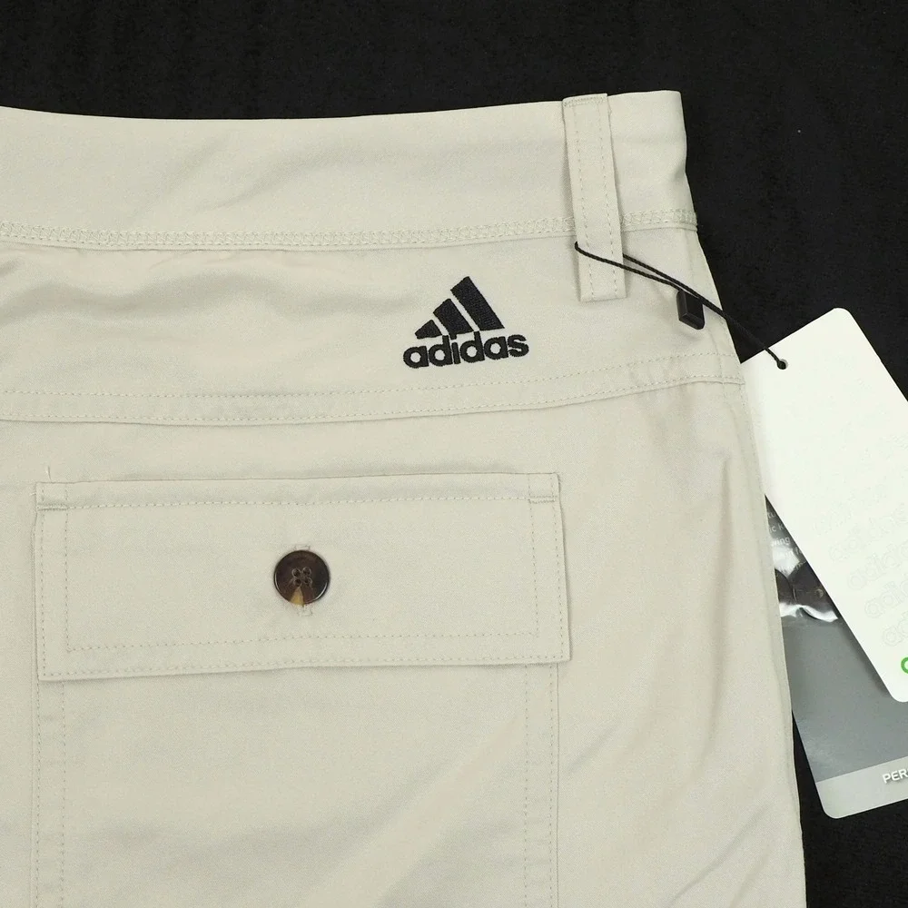 New Adidas Golf ClimaLite Golf Shorts Mens 36 Khaki Beige Flat Front Performance